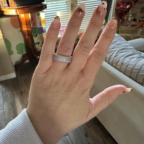 Neiman Marcus White Gold Plated  Eternity Ring Wedding Band - Picture 1 of 5